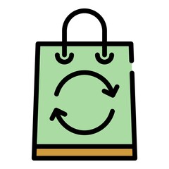 Poster - Paper bag icon. Outline paper bag vector icon color flat isolated