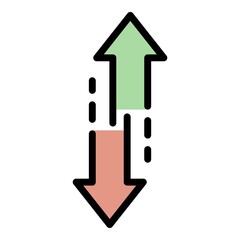 Poster - Up arrow down icon. Outline up arrow down vector icon color flat isolated