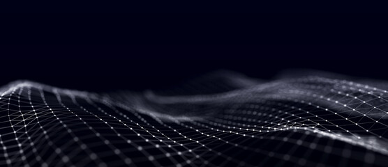 Poster - Network connection structure. Digital data background. Connection of dots and lines on a dark background. 3D rendering.
