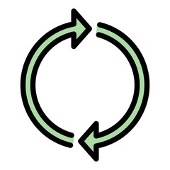 Poster - two arrows forming a circle icon. outline two arrows forming a circle vector icon color flat isolate