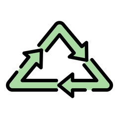 Poster - Recycling triangle icon. Outline recycling triangle vector icon color flat isolated