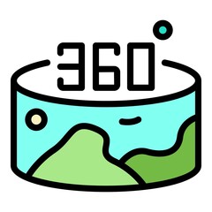 Poster - 360 vr panorama icon. outline 360 vr panorama vector icon color flat isolated