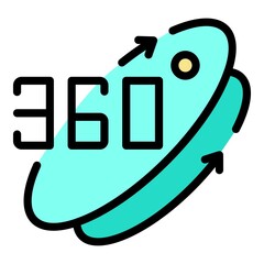 Poster - 360 vr circle icon. Outline 360 vr circle vector icon color flat isolated