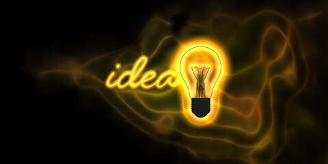 Lightbulbs with idea - innovation - time for a change - concept - illuminated lightbulb and lettering