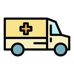 Poster - Ambulance car team icon. Outline ambulance car team vector icon color flat isolated