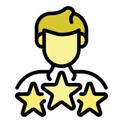 Canvas Print - Man star avatar icon. Outline man star avatar vector icon color flat isolated