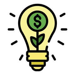 Aufkleber - bulb money idea icon. outline bulb money idea vector icon color flat isolated