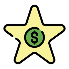 Poster - Star money funding icon. Outline star money funding vector icon color flat isolated