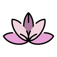 Poster - Lotus icon. Outline lotus vector icon color flat isolated