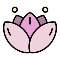 Poster - Lotus flower icon. Outline lotus flower vector icon color flat isolated