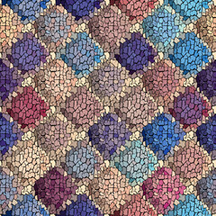 Poster - Seamless grunge abstract square pattern. Paint grunge cracks.