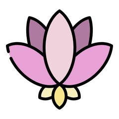 Sticker - Lotus symbol icon. Outline lotus symbol vector icon color flat isolated