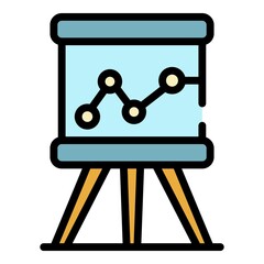 Poster - Money graph icon. Outline money graph vector icon color flat isolated