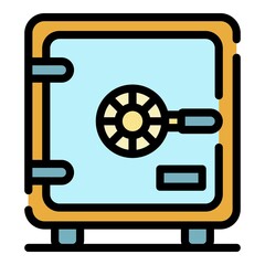 Poster - Metal safe icon. Outline metal safe vector icon color flat isolated