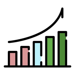 Poster - Finance graph grow icon. Outline finance graph grow vector icon color flat isolated