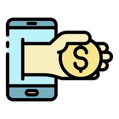 Poster - Online money credit icon. Outline online money credit vector icon color flat isolated