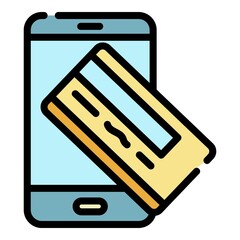 Poster - Web credit card icon. Outline web credit card vector icon color flat isolated