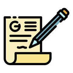 Poster - Sign finance contract icon. Outline sign finance contract vector icon color flat isolated
