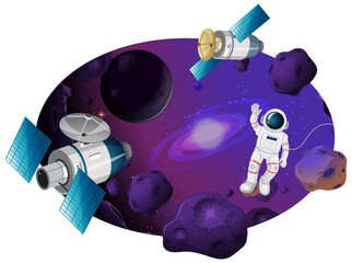 Wall Mural - Space background with galaxy and meteorites
