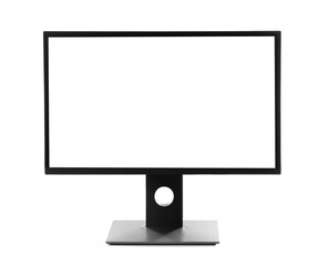 Modern computer monitor with blank screen isolated on white