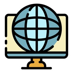 Poster - Global finance system icon. Outline global finance system vector icon color flat isolated