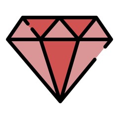 Sticker - Diamond icon. Outline diamond vector icon color flat isolated