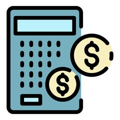 Poster - Electronic calculator icon. Outline electronic calculator vector icon color flat isolated