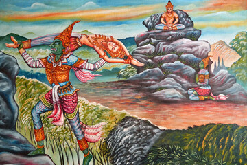 Wall Mural - heroes of Buddhist mythology on canvas