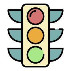 Poster - Traffic lights icon. Outline traffic lights vector icon color flat isolated