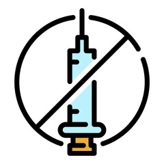 Poster - No drug icon. Outline no drug vector icon color flat isolated