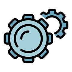 Poster - Gear mechanism icon. Outline gear mechanism vector icon color flat isolated