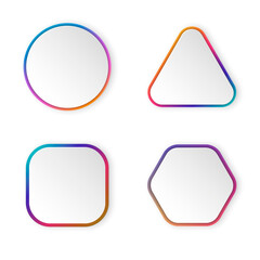 Poster - Button shadows. Simple shape shadow, clear buttons badges and miscellaneous shapes material shadows. App surface button, interface ui apps badge. Isolated 3d realistic vector icons set