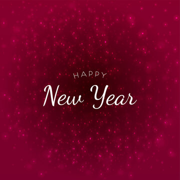 Happy new year text message on starry red background, Merry Christmas. Vector illustration.