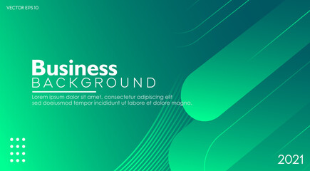 Poster - Abstract green business background with circles. Modern dynamic concept presentation space and banner design template. Vector
