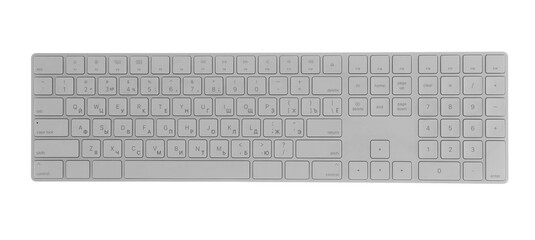 Wall Mural - Computer keyboard isolated on white, top view. Modern technology