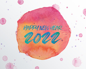 Wall Mural - 2022 happy new year. numbers watercolor style. vector linear numbers. design of greeting card. vector illustration. Free Vector