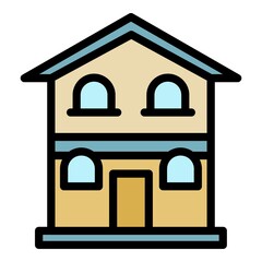 Poster - Two storey house icon. Outline two storey house vector icon color flat isolated