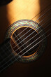 Detail of classical Spanish acoustic guitar sound hole.