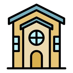 Poster - house view from the front icon. outline house view from the front vector icon color flat isolated
