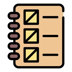 Poster - Notebook with a list icon. Outline notebook with a list vector icon color flat isolated