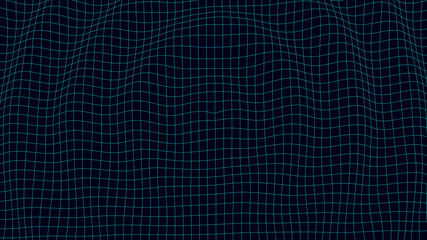 Poster - Abstract distorted wireframe wave. Vector curve surface background. Technology grid pattern. Mesh wave.