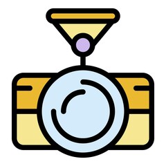 Poster - Action camera suction cup icon. Outline action camera suction cup vector icon color flat isolated