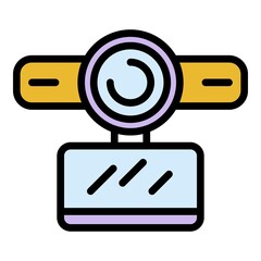 Poster - Webcam with stereo microphone icon. Outline webcam with stereo microphone vector icon color flat isolated