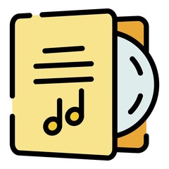 Poster - CD with case icon. Outline CD with case vector icon color flat isolated