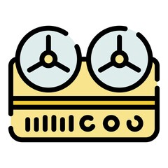 Poster - Bobbin tape recorder icon. Outline bobbin tape recorder vector icon color flat isolated