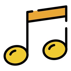 Poster - Single musical note icon. Outline single musical note vector icon color flat isolated