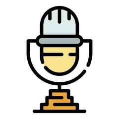 Poster - Retro microphone icon. Outline retro microphone vector icon color flat isolated