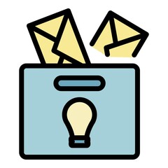 Poster - Idea box icon. Outline idea box vector icon color flat isolated