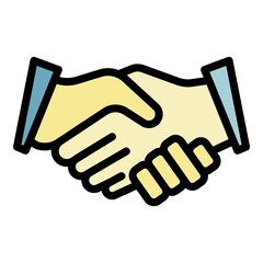 Poster - Handshake icon. Outline handshake vector icon color flat isolated