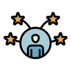 Poster - Star rating employee icon. Outline star rating employee vector icon color flat isolated